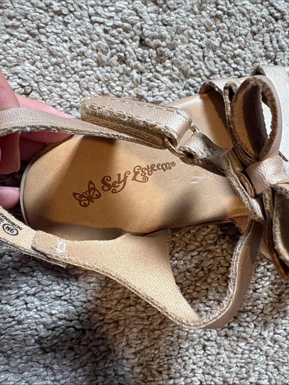 Self Esteem Metallic Champagne Bow Gladiator Sandals
